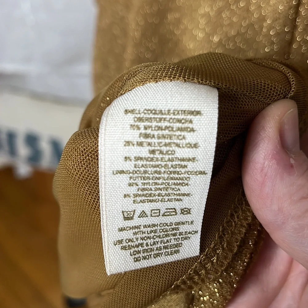 Free People Day & Night Gold Metallic Long Sleeve Babydoll Mini Dress Women’s S - Picture 7 of 12